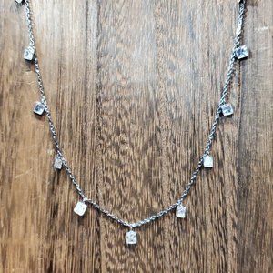 16 Inch 925 Sterling Silver Rustic CZ Heavily Tarnished Chain Necklace